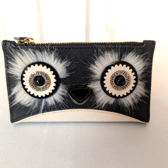 Kate Spade Penguin Black Dashing Beauty Bifold Card Wallet EUC - Picture 1 of 8